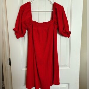 Cheeky Bliss red puff sleeve dress